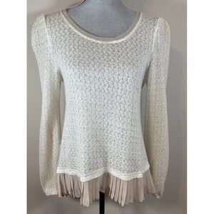 Anthropologie a'reve Sweater Womens M Soft Romantic Fairy Ethereal Feminine Lace